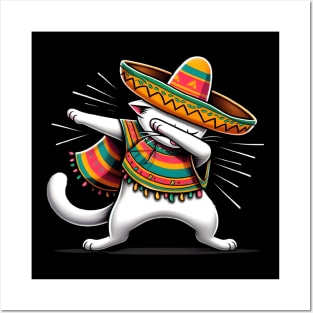 Cinco De Mayo Funny Mexican Cat Sombrero Poncho Posters and Art